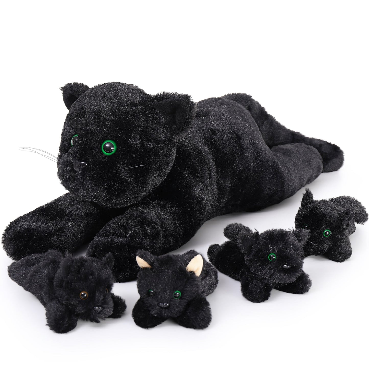 MaoGoLan 5Pcs Black Cat Plush with 4 Babies inside 20" Big Black Cat Stuffed Animals Plush Toy