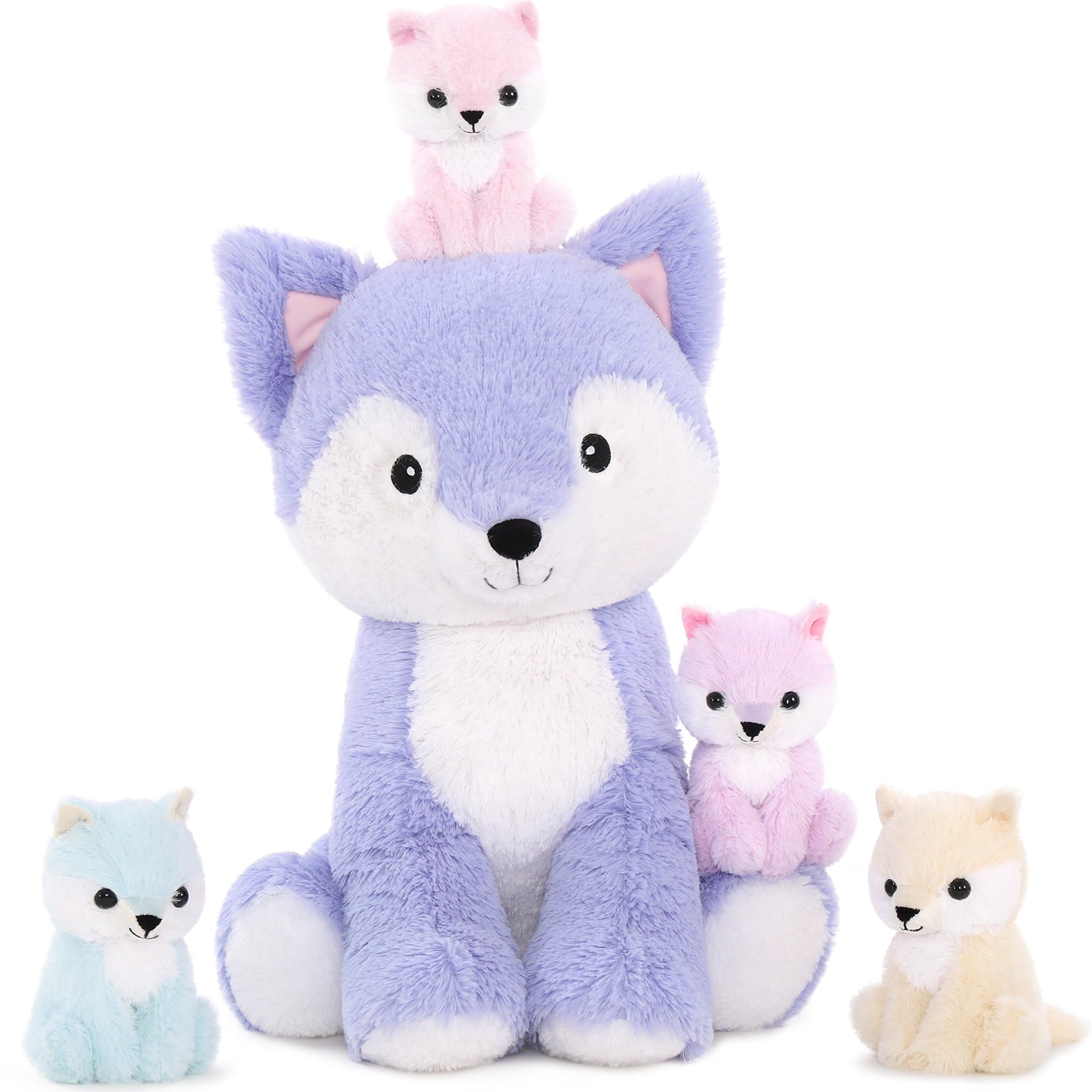 MaoGoLan 19" Fox Stuffed Animals Plush Toys Fox Mommy & Babies Set