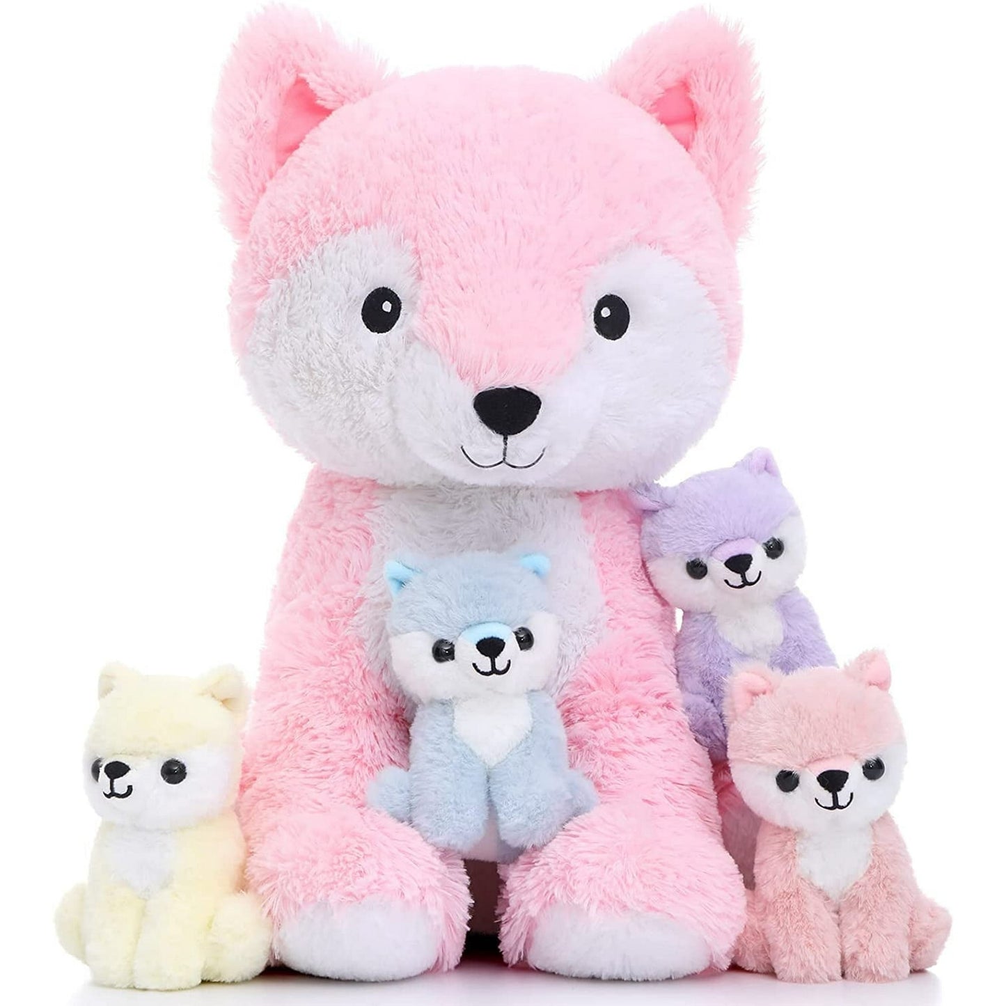 MaoGoLan 19" Fox Stuffed Animals Plush Toys Fox Mommy & Babies Set