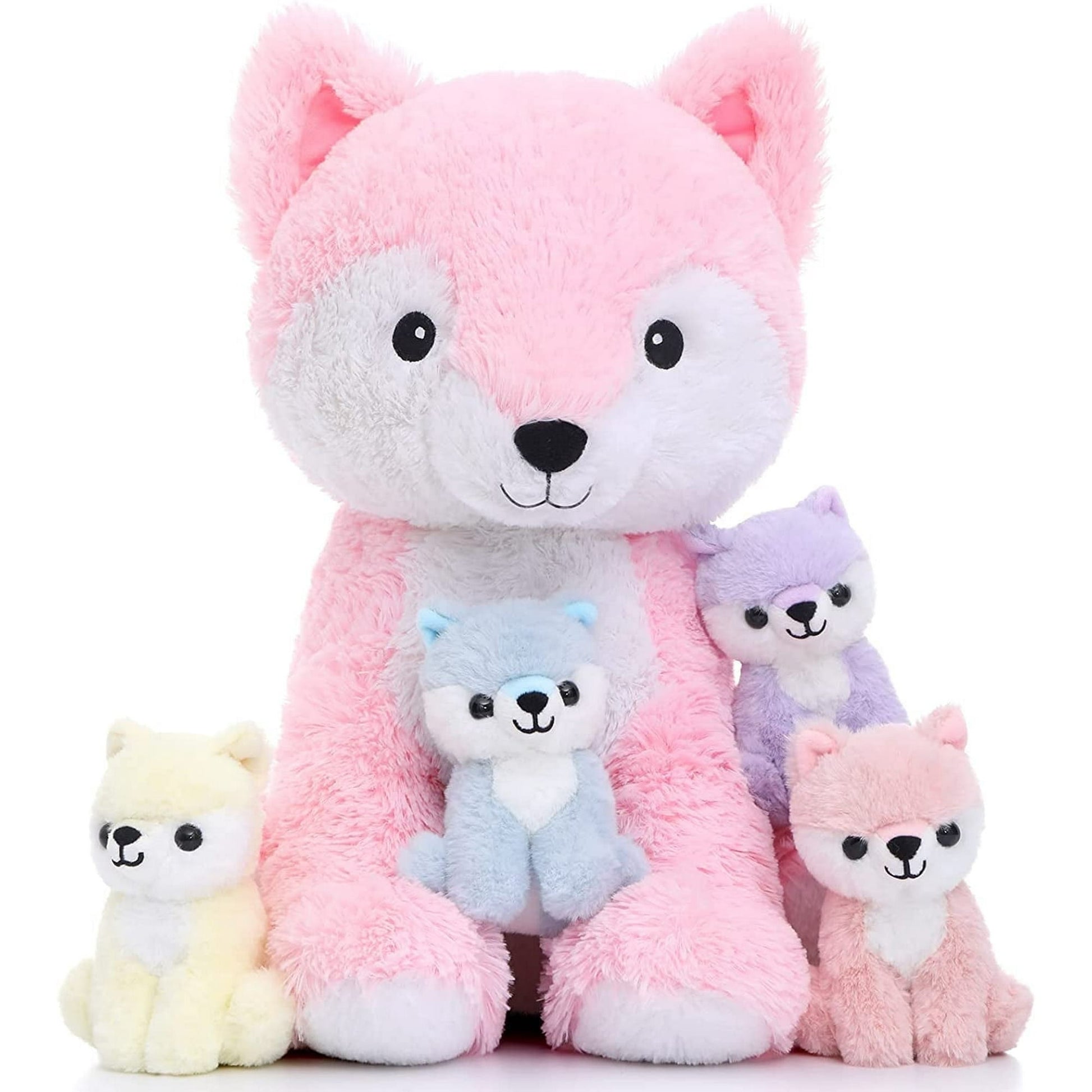 MaoGoLan 19" Fox Stuffed Animals Plush Toys Fox Mommy & Babies Set
