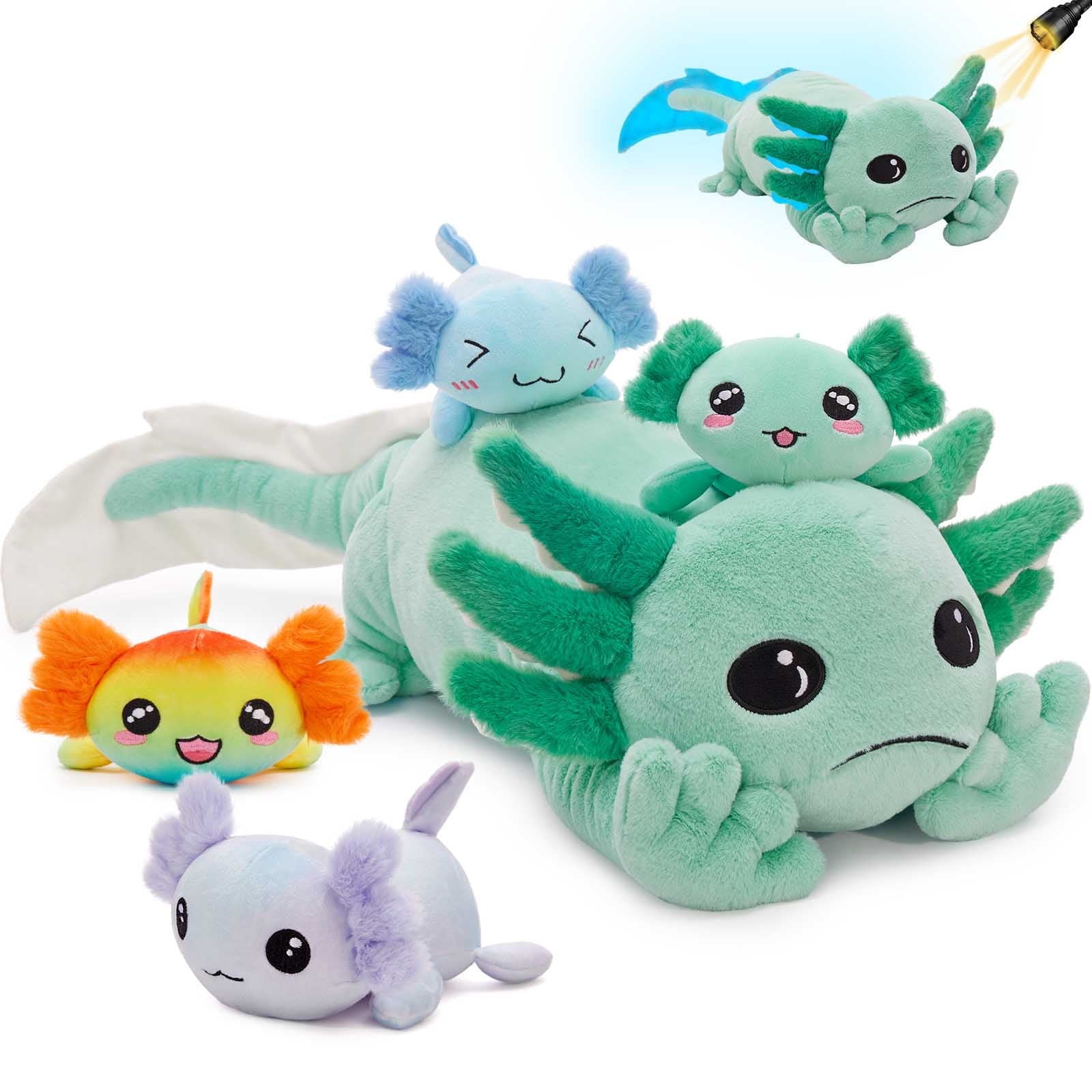 MaoGoLan 31.89" Giant Axolotl Stuffed Animals with 4 Babies Inside Large Axolotl Plush Toy