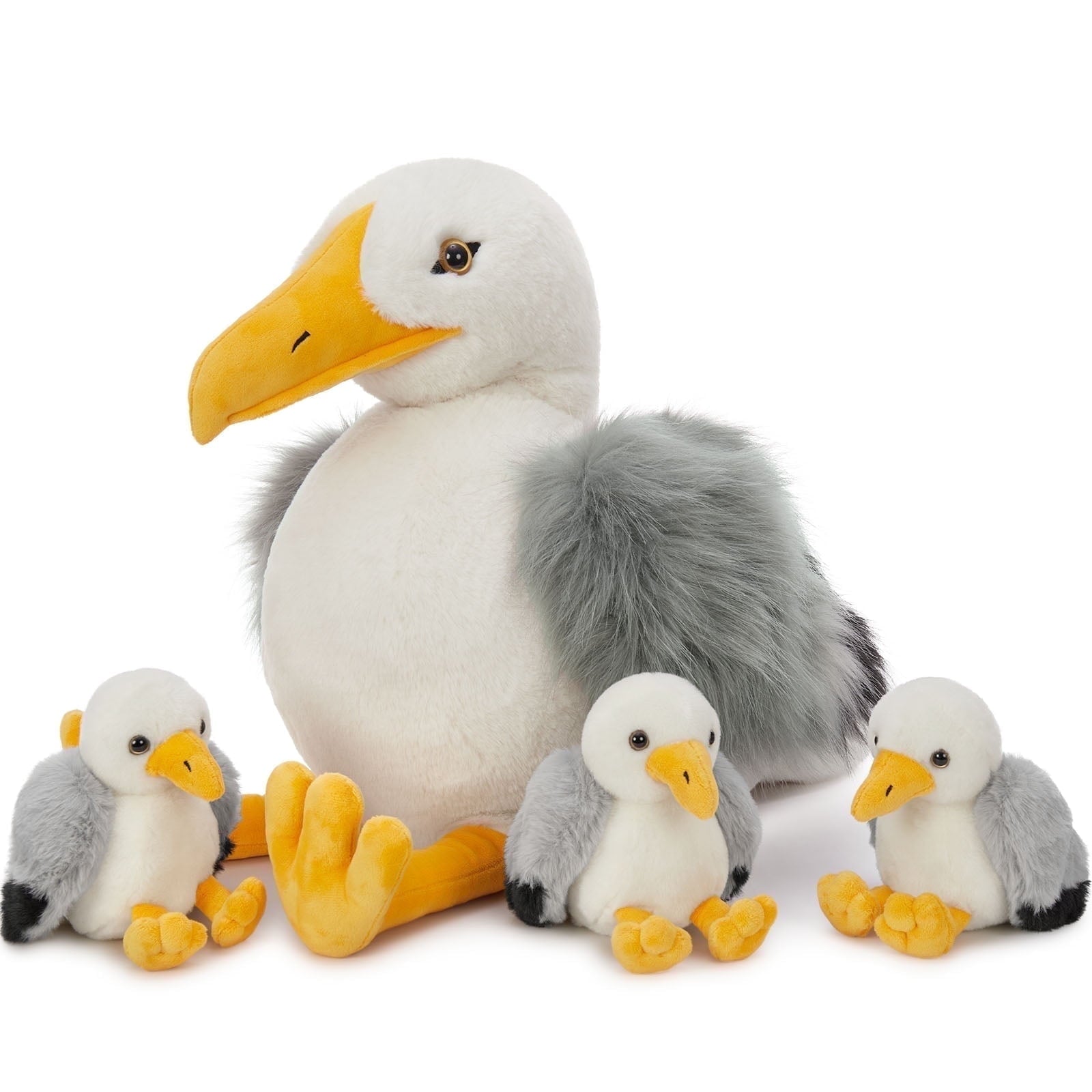 MorisMos 4Pcs Big Seagull Stuffed Animal with 3 Baby Seagull Plush Toys