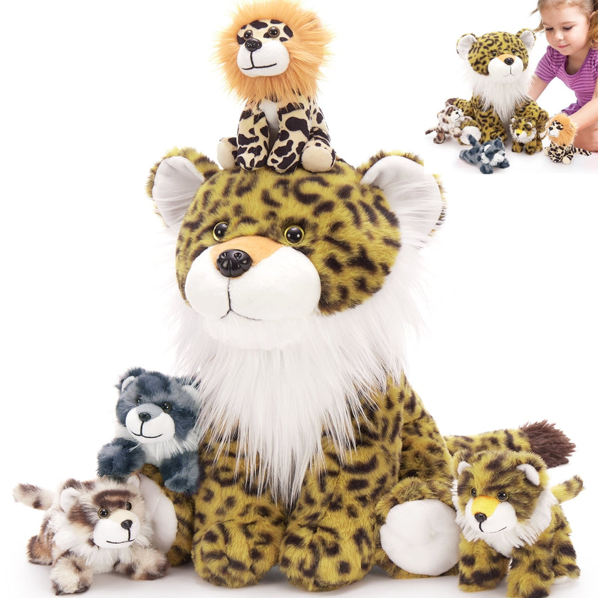 MaoGoLan 5pcs Cheetah Stuffed Animals with 4 Plush Cheetah Inside