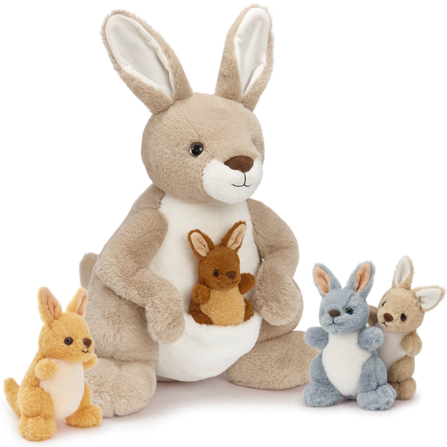 MaoGoLan 5 Pcs kangaroo 20.5'' Large Stuffed Animal Mommy Roo with 4 Babies