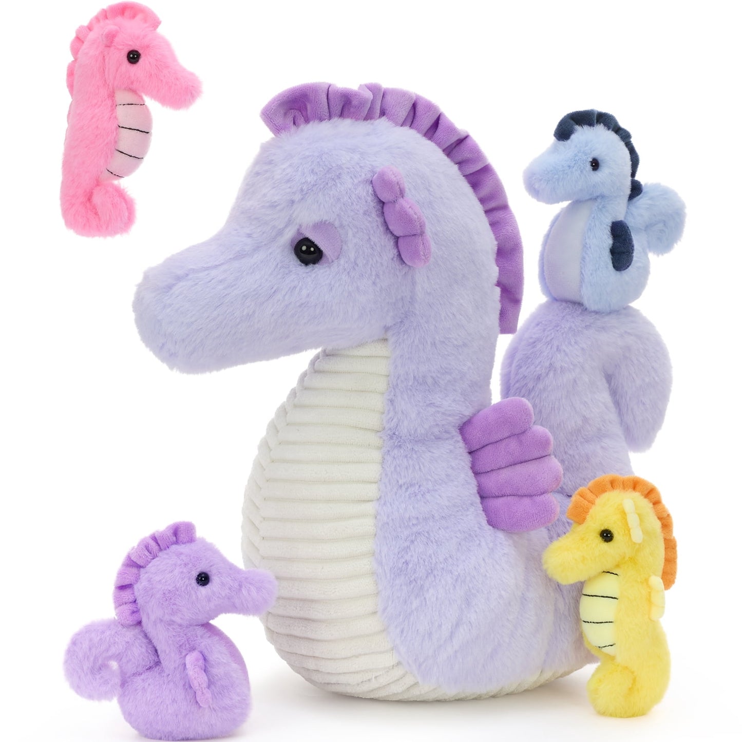 MaoGoLan 13" Seahorse Stuffed Animal Stuffed Seahorse With 4 Babies Inside Seahorse Plush Toy