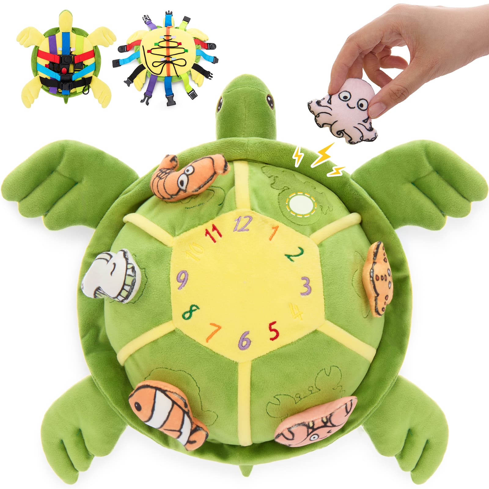 Montessori Sensory Turtle Plush Toy Busy Board Learning Toy