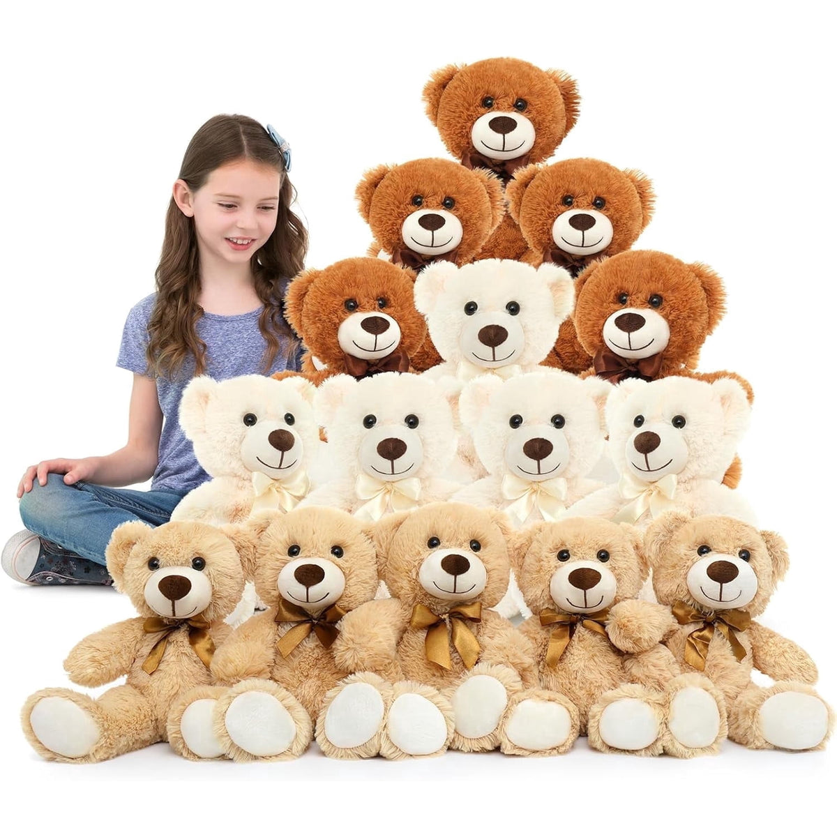 MorisMos 15 Packs Teddy Bears Bulk Stuffed Animals Plush Bear