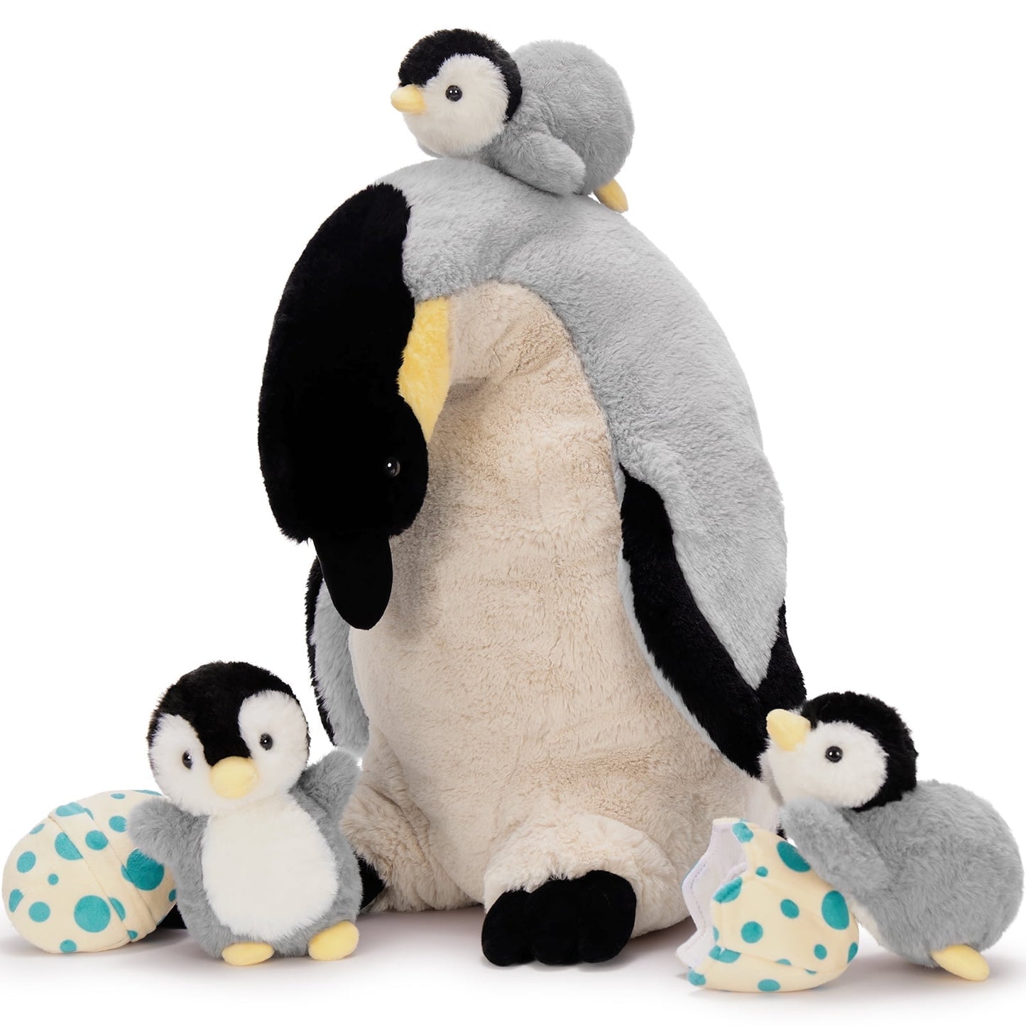 MorisMos 17.7" Soft Penguin Stuffed Animal ,6Pcs Stuffed Penguin with Babies Plush Toys