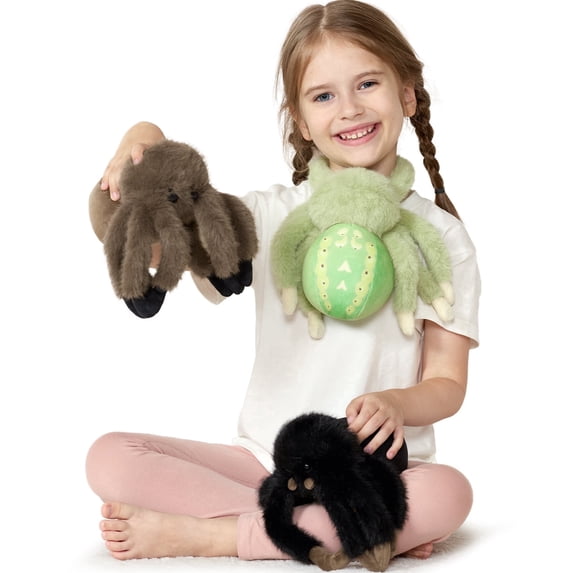 MorisMos 3 Pack Magnetic Foot Spiders Plush, Cuddly Adorable Spider Stuffed Animal Toys Set