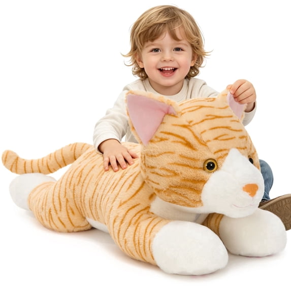 MorisMos 31.5" Giant Yellow Cat Stuffed Animal,Stuffed Kitty Plush Toy