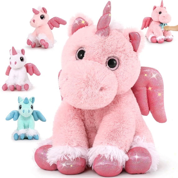 MorisMos 4 Pcs Unicorn Stuffed Animal Mommy Unicorn with 3 Babies Plush Toy