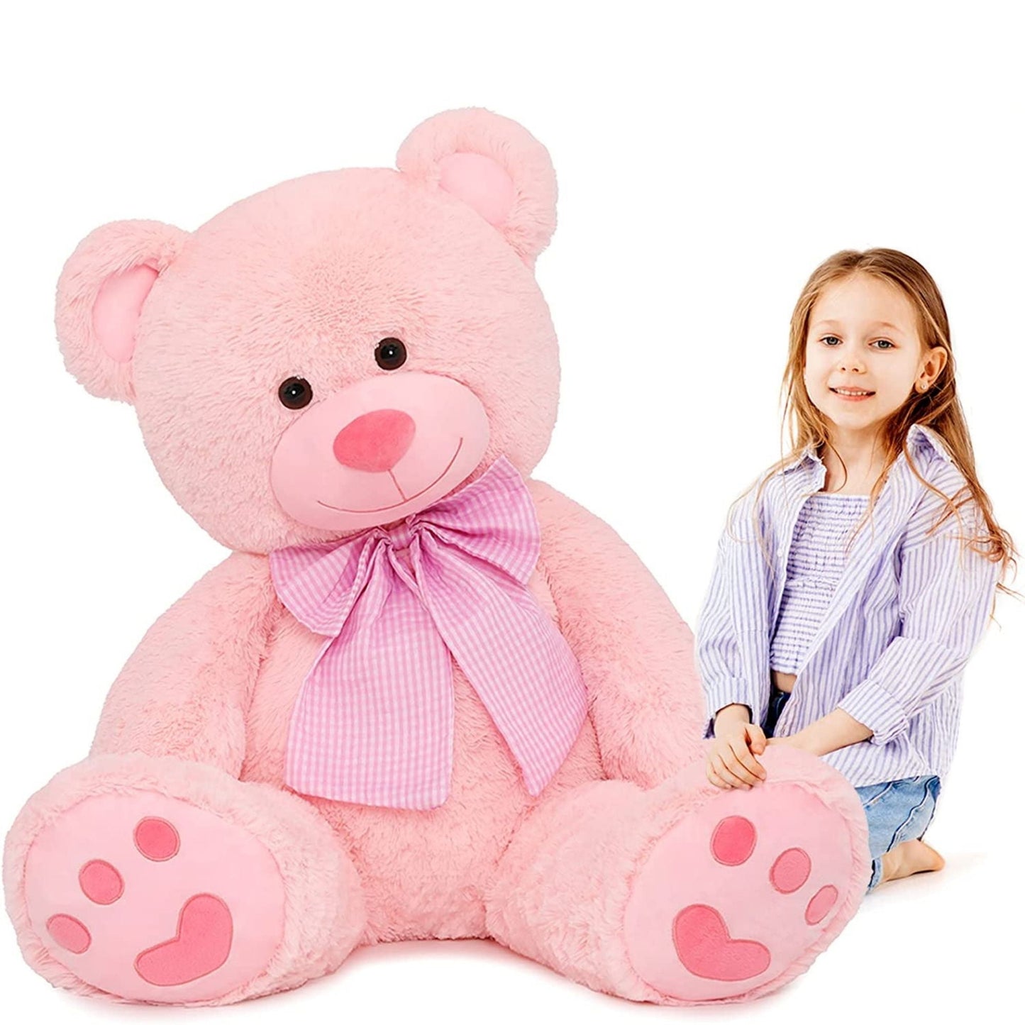 MorisMos 4 pieds ours en peluche géant rose en peluche gros ours en peluche