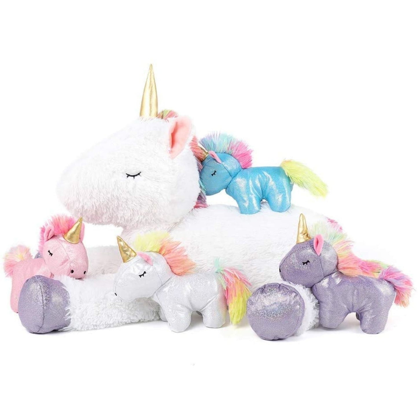 MorisMos Peluche Licorne Maman Licorne avec 4 bébés, 22''