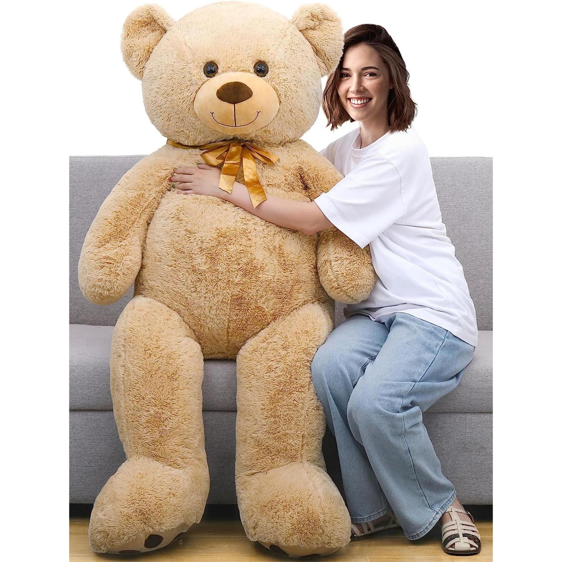 Ours en peluche géant de 5 pieds, animaux en peluche, taille réelle, grand ours en peluche marron avec empreintes de pas