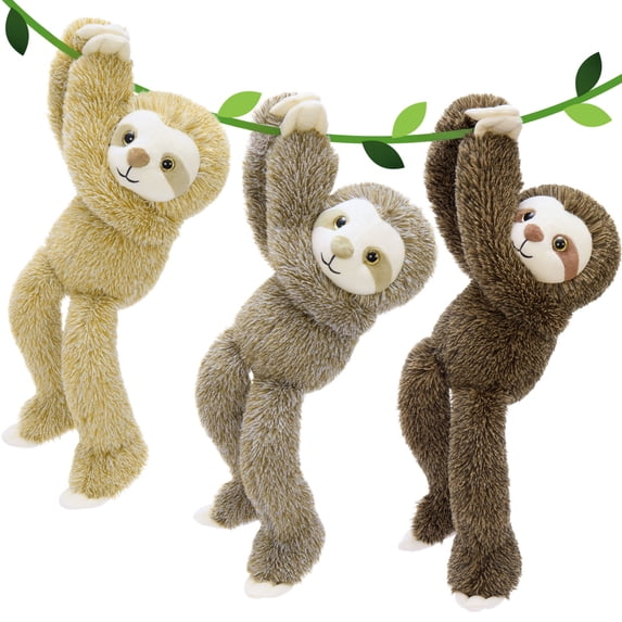 Muiteiur 3Pcs Sloth Stuffed Animal 15.7" Sloth Plush Toy with Velcro on Hands