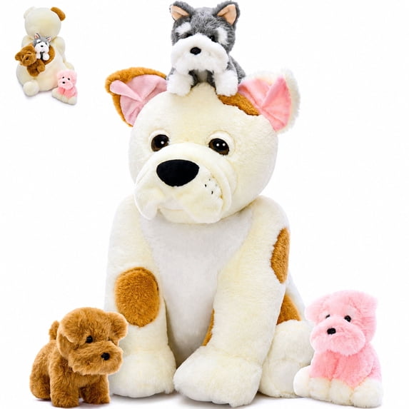 Muiteiur 4-Piece Bulldog Stuffed Animal 17 Inch Bulldog Plush Toy Set