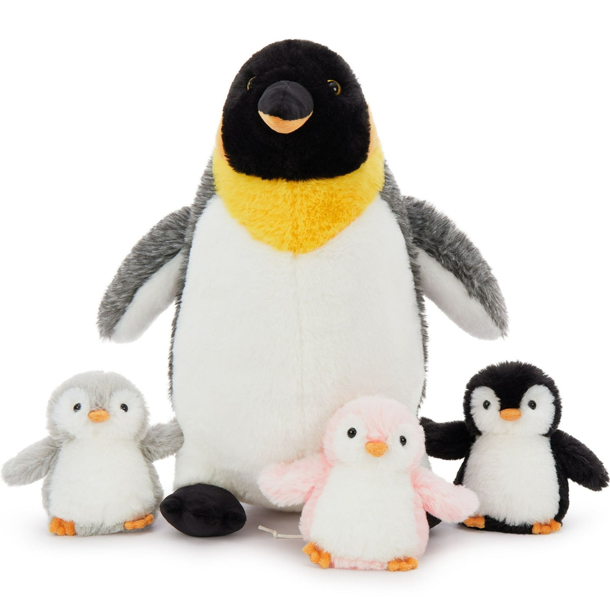 Muiteiur 4 Pieces 14" Wind Up Penguin Stuffed Animals Mommy Penguin Plush Toy with 3 Babies
