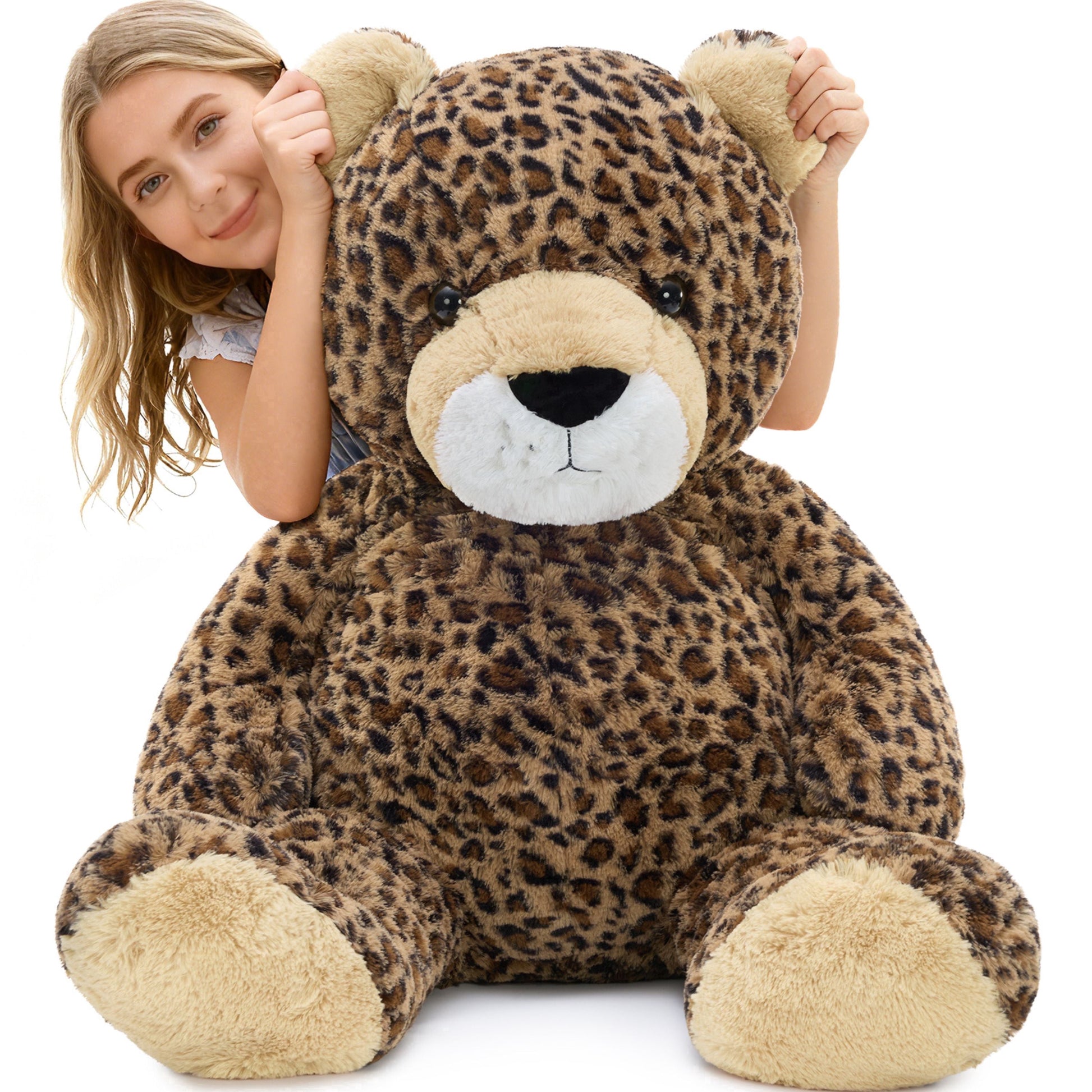 Muiteiur 51" Leopard Stuffed Animal Plush Leopard Toy Giant Cheetah Body Pillow