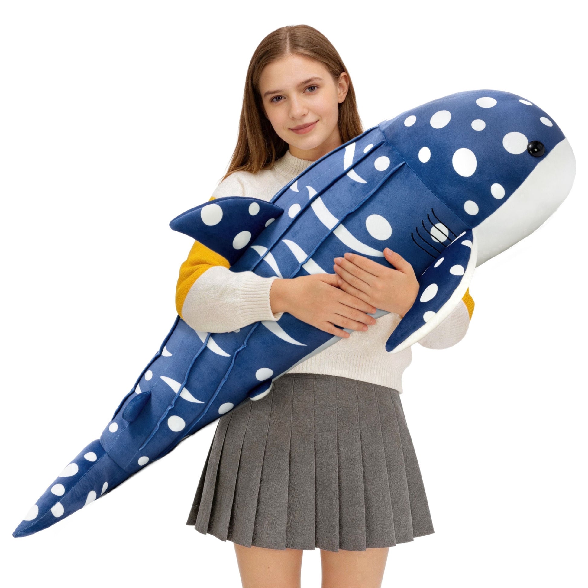 Muiteiur 43.3" Whale Shark Stuffed Animal Large Whale Plush Toy Soft Body Pillow