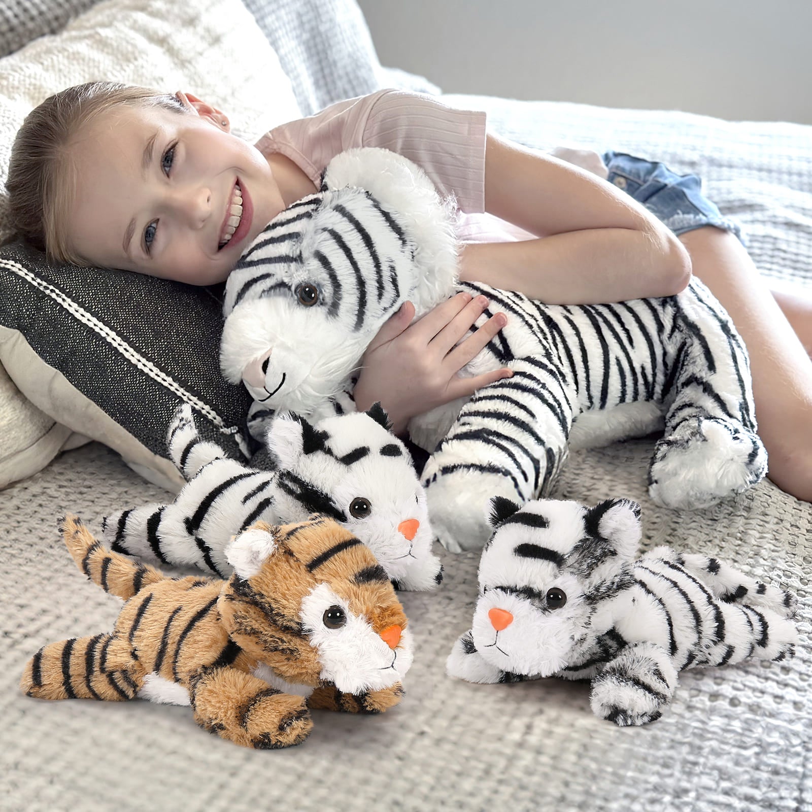 White Tiger Stuffed Animals Jungle Plush Toys, 17.7 Inches