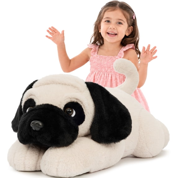 Tezituor 30.3'' Soft Pug Stuffed Animal Dog Body Pillow for Kids