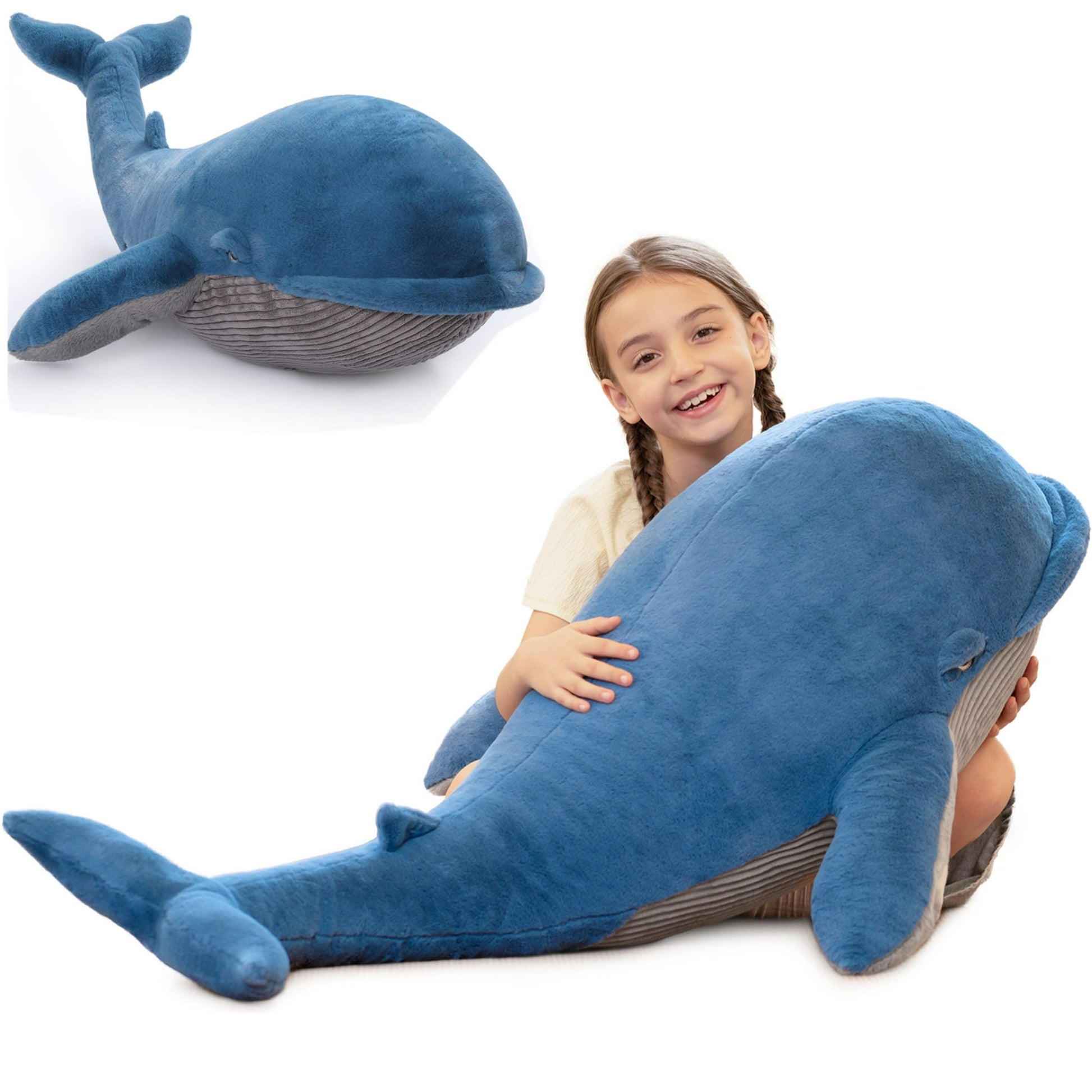 Tezituor 43.3'' Whale Stuffed Animal Soft Plush Whale Pillow Plush Toy