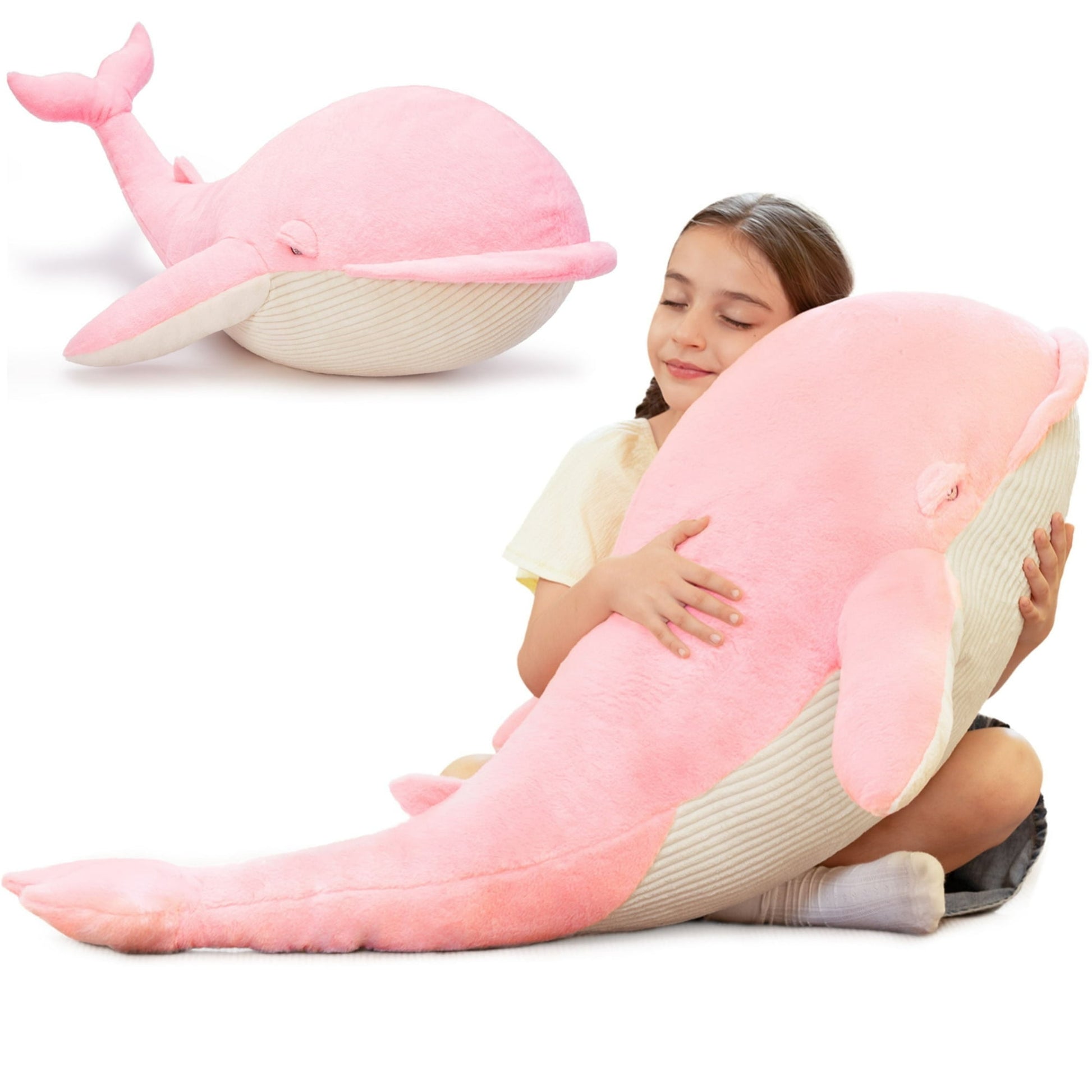 Tezituor 43.3'' Whale Stuffed Animal Soft Plush Whale Pillow Plush Toy