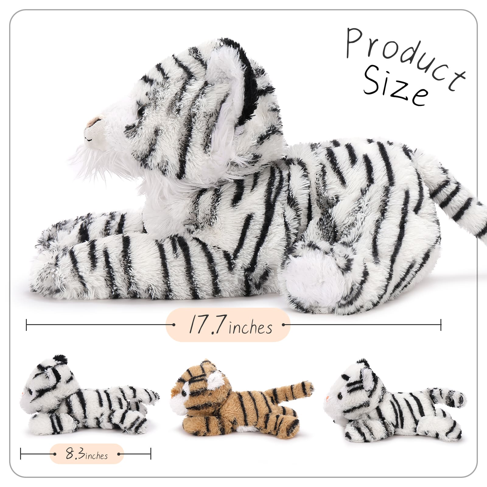 White Tiger Stuffed Animals Jungle Plush Toys, 17.7 Inches