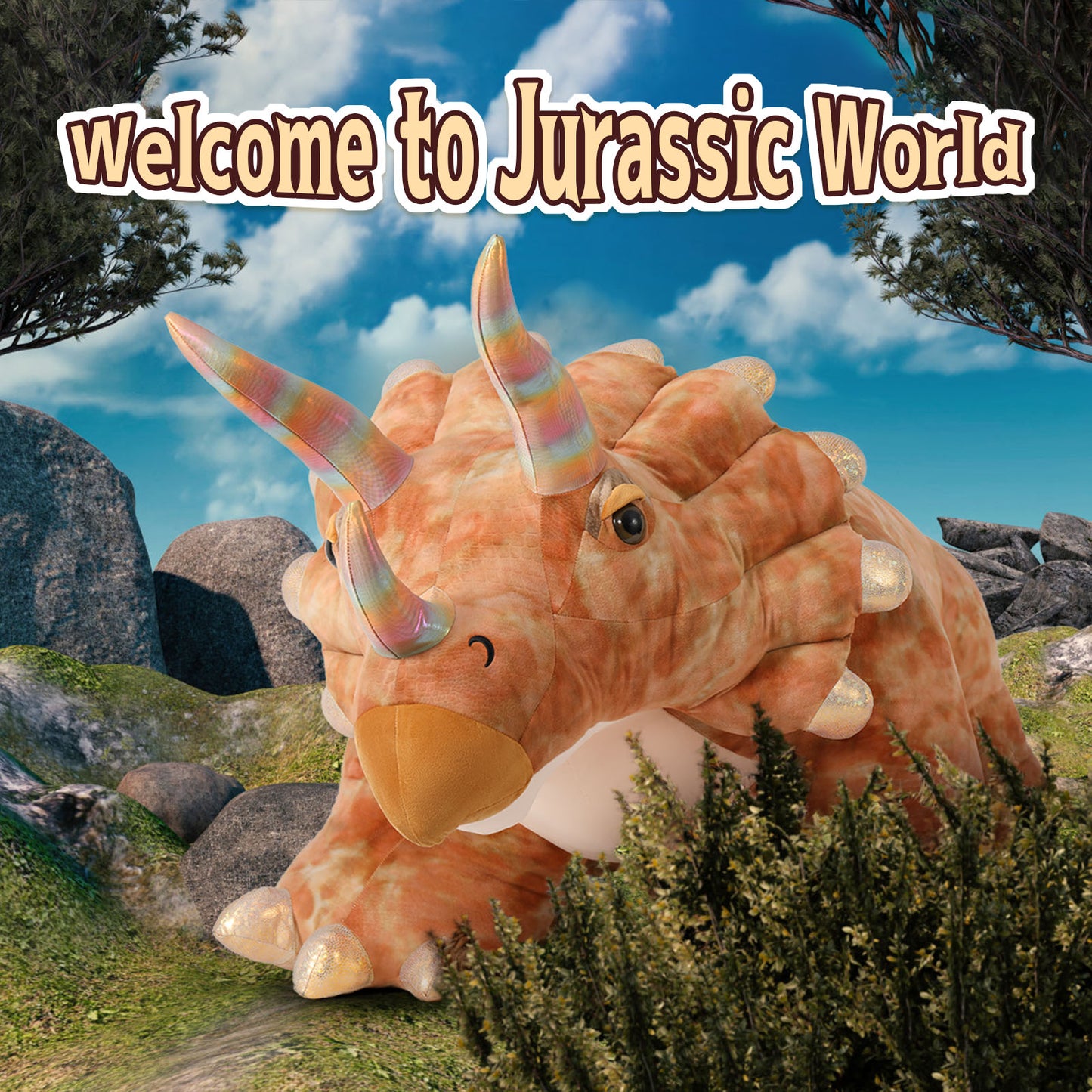 Huge Triceratops Plush Toy Dino Stuffed Animals, 6.4 FT - MorisMos Stuffed Animals - Free Shipping - Life Size Plush Toys