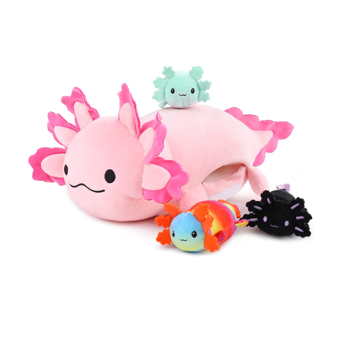 Axolotl-Plüschtier mit 3 Babys, 23,5 Zoll