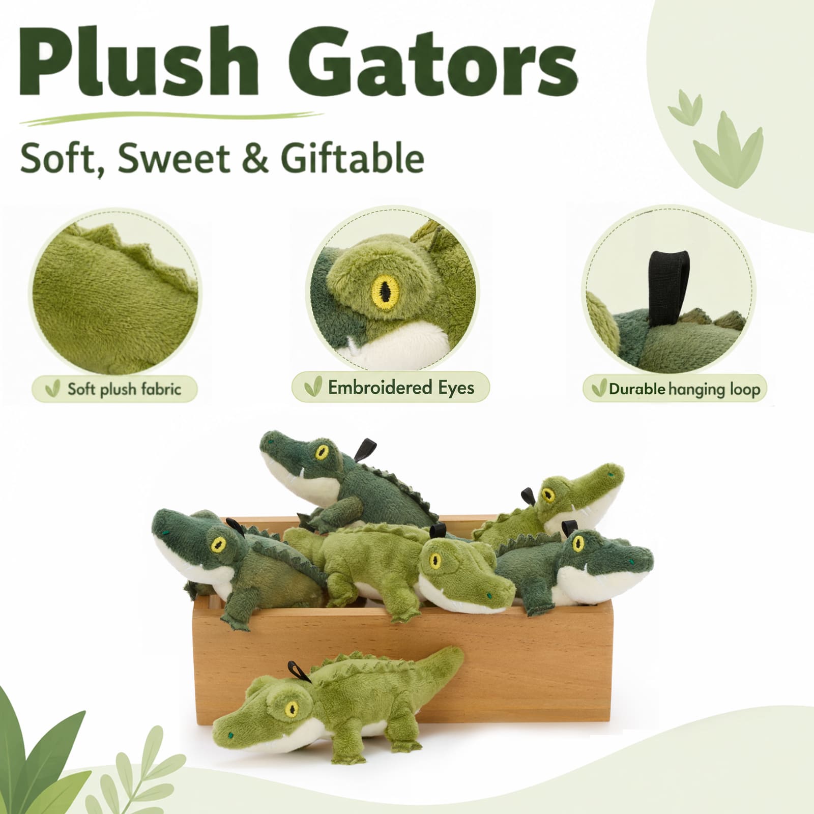 Crocodile Plush Keychains Mini Alligator Stuffed Animal Toy Bundle, 5.1 Inches