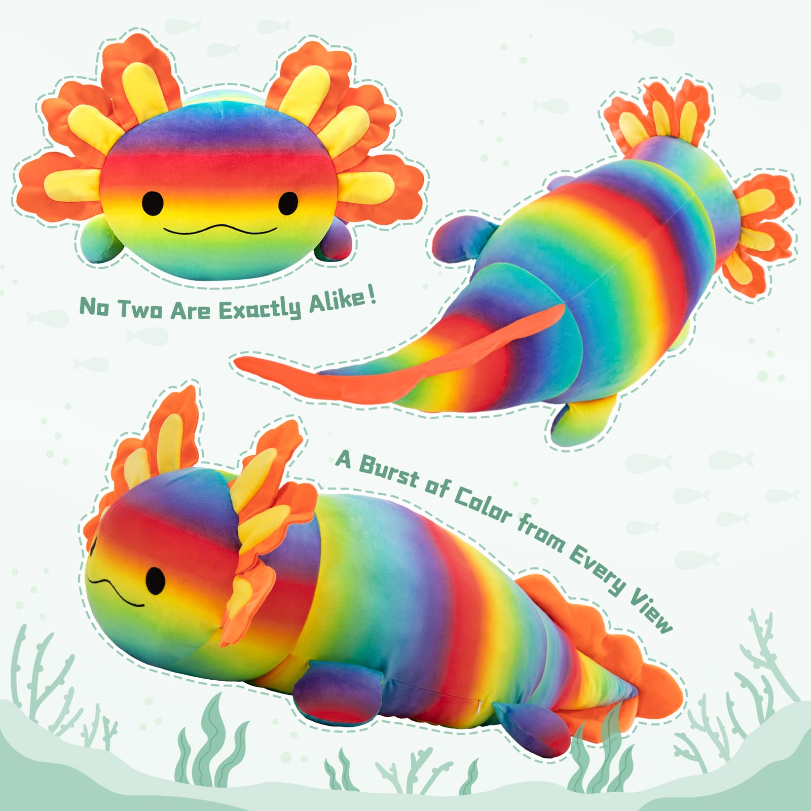 Giant Axolotl Plush Pillow Salamander Stuffed Animals, Pink/Blue, 39 Inches