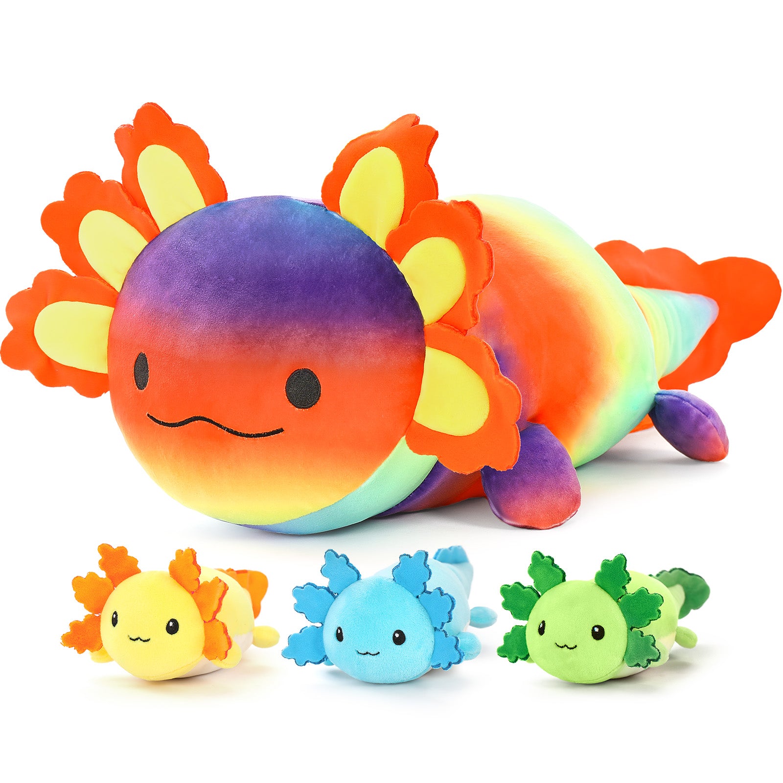 Peluche Axolotl avec 3 bébés, 23,5 pouces