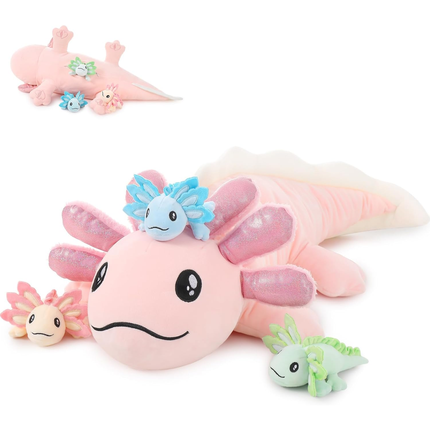 Axolotl Stuffed Animals with Babies Inside The Belly, 31.5 Inches