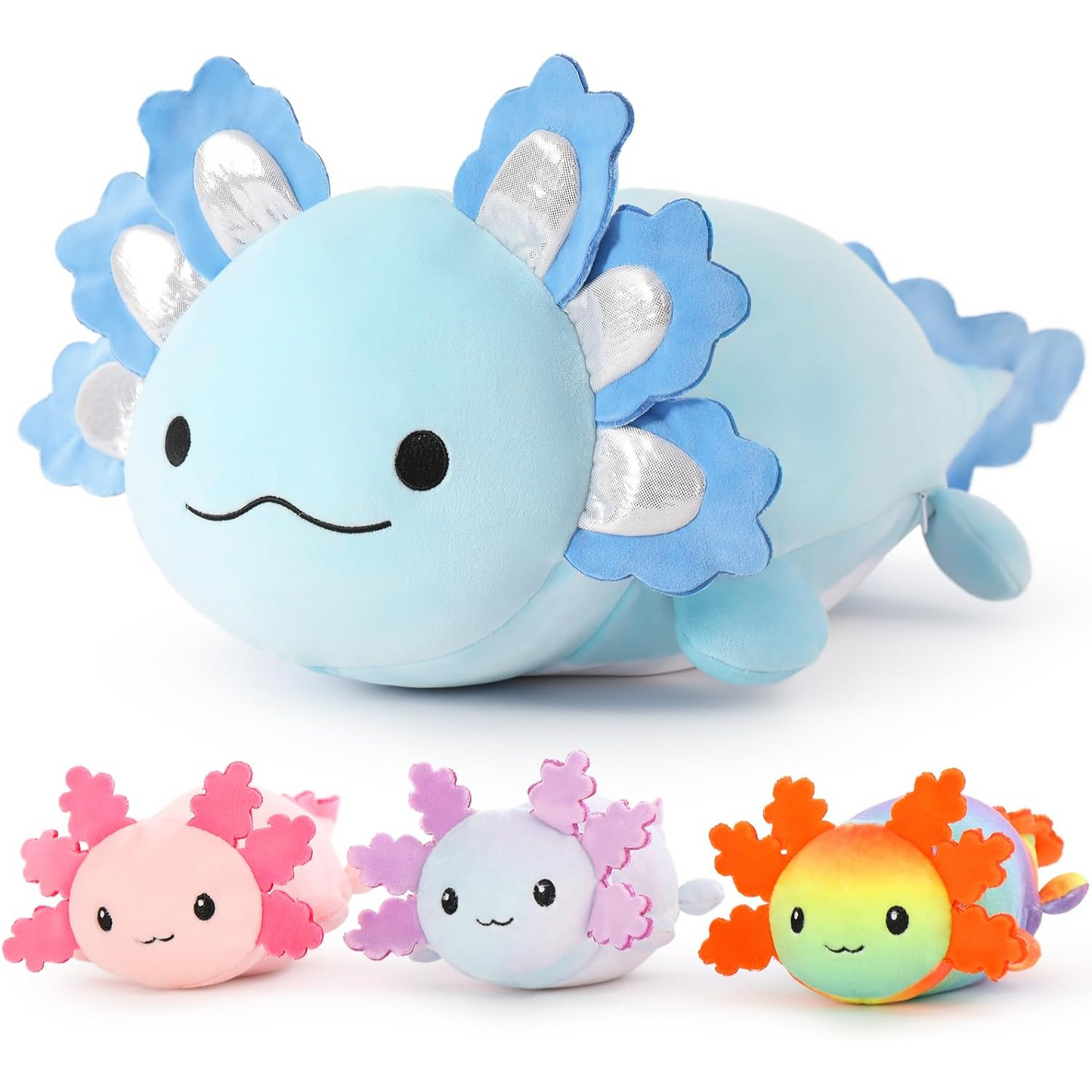 Axolotl Plush Toys - 4 Pcs Axolotl Stuffed Animals Bulk - Cute Salamander 24 Inches Plush Dolls - Stuffed Animal Salamander Babies with Their Mom - Axolotl Cushion Pillow Soft Toys - Gifts for Boys Girls