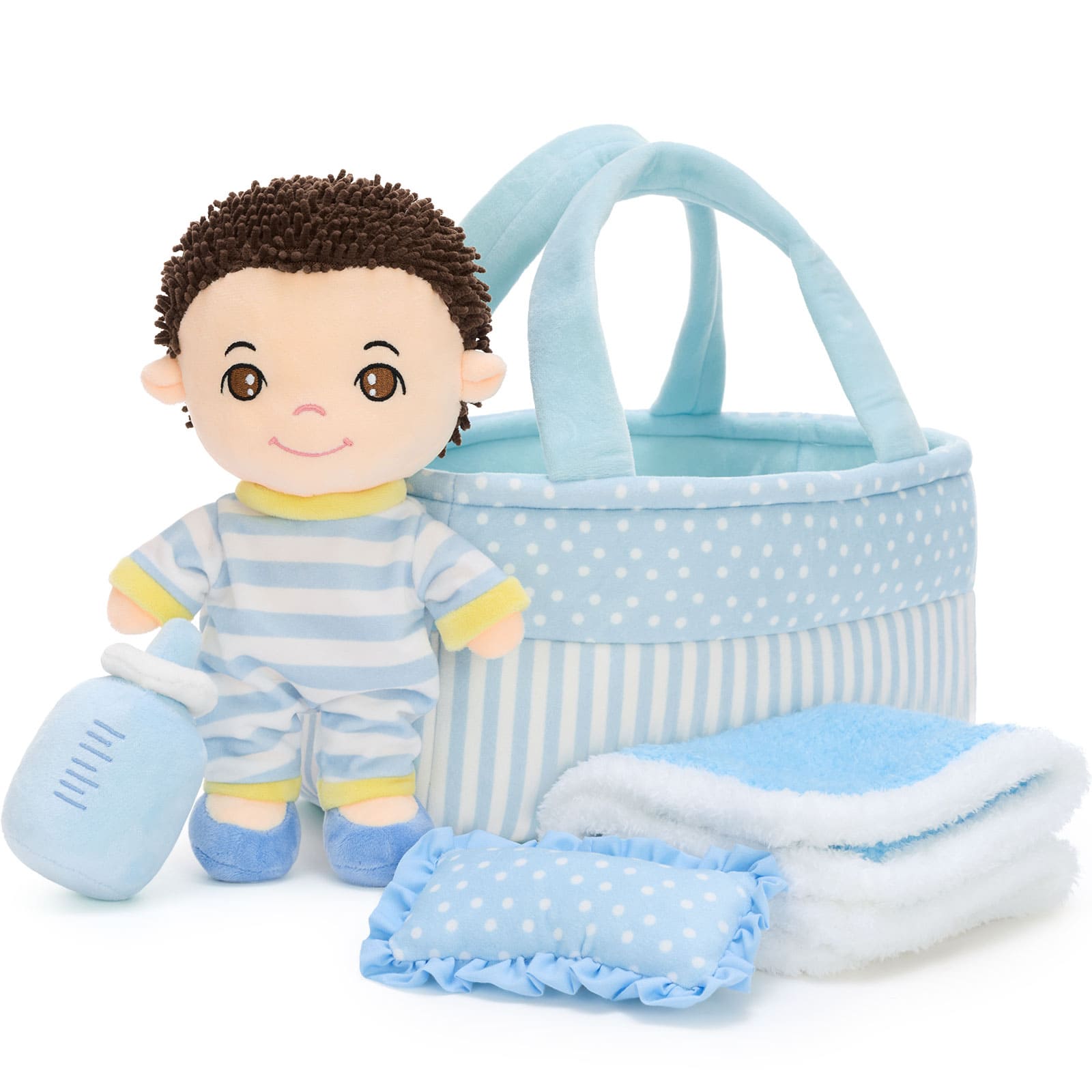 Soft Rag Doll Plush Toy with Accessories – Baby Doll Gift Set