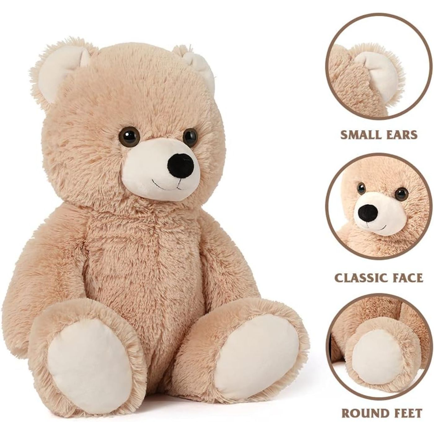 Teddybär-Stofftier, Hellbraun/Weiß, 18 Zoll