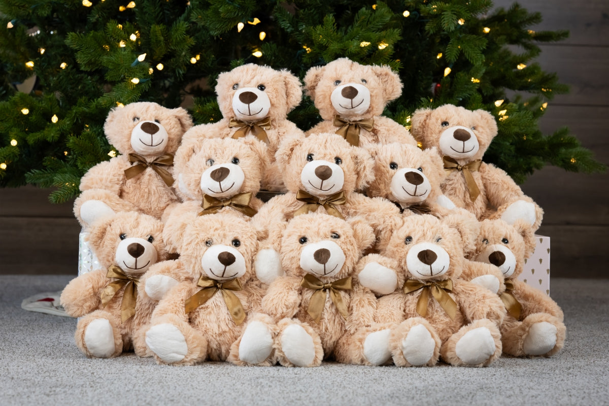 12 Pcs Teddy Bear Stuffed Animals Bulk - Small Teddy Bear Plush Toys - Light Brown 14 Inches Teddy Bear Plush Dolls - Cute Fuzzy Bears for Baby Shower/Wedding/Birthday/Valentine's Day - Baby Shower Centerpieces