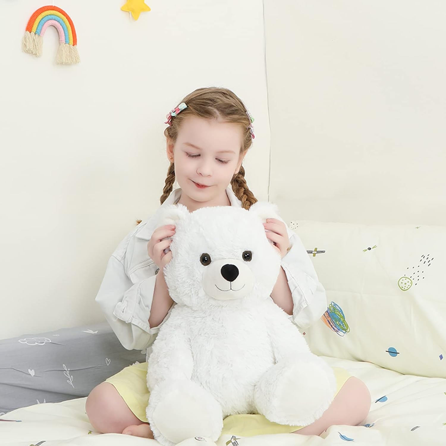Teddybär-Stofftier, Hellbraun/Weiß, 18 Zoll