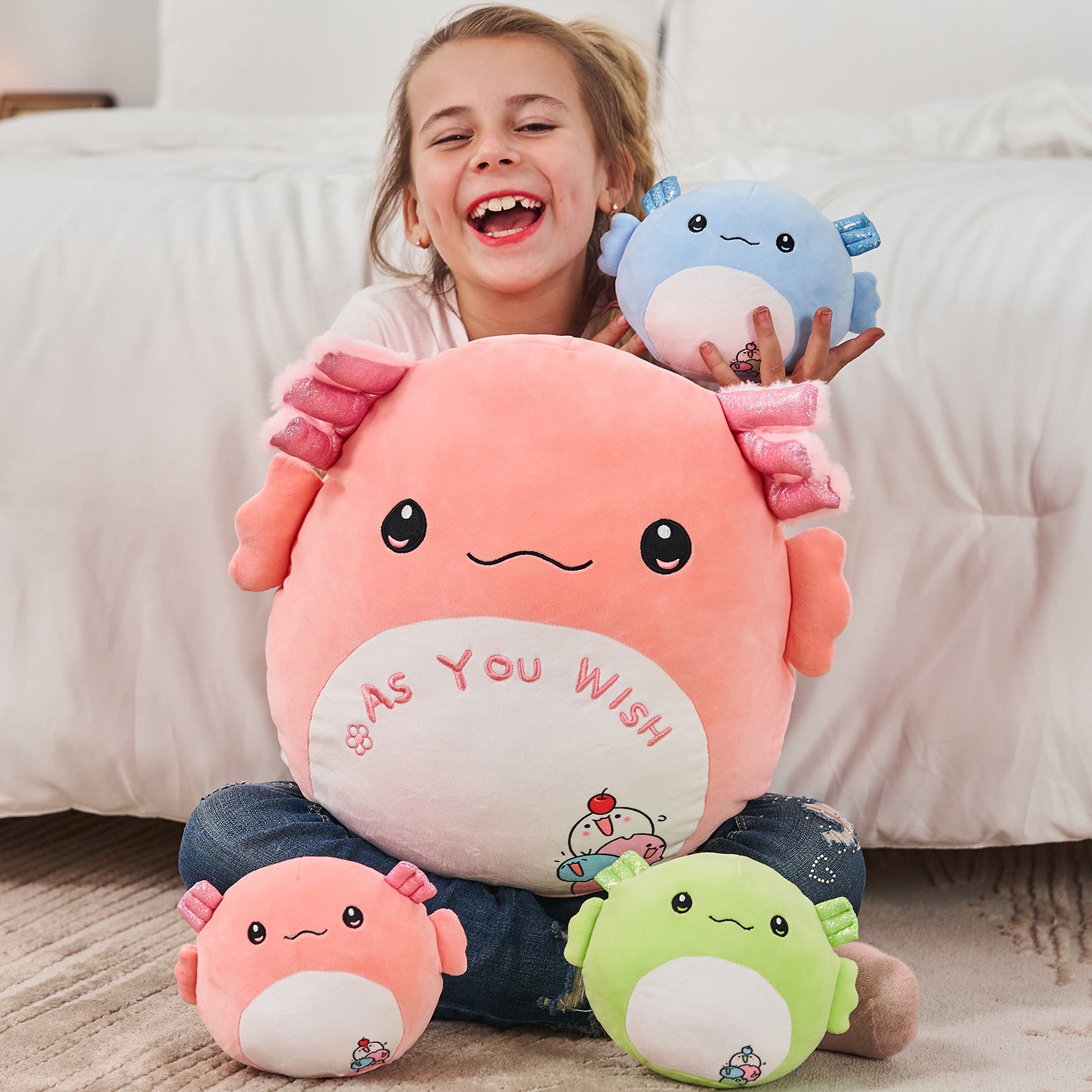 Axolotl-Plüschtier mit drei Axolotl-Babys, 16 Zoll