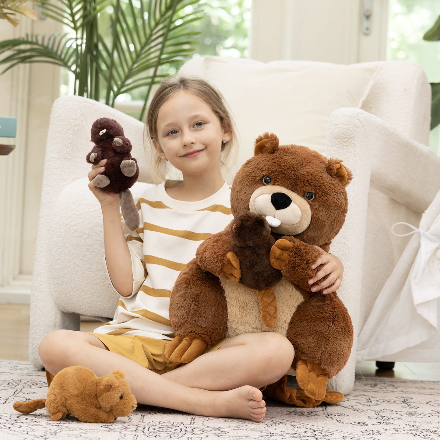 4 Pcs Beaver Stuffed Animals, Dark Brown, 14.96 Inches