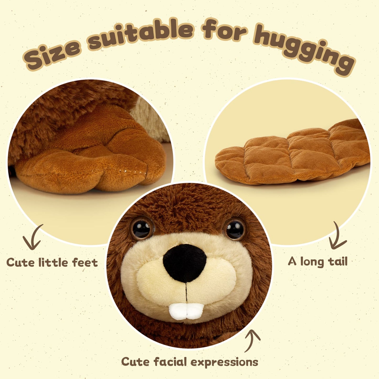 4 Pcs Beaver Stuffed Animals, Dark Brown, 14.96 Inches