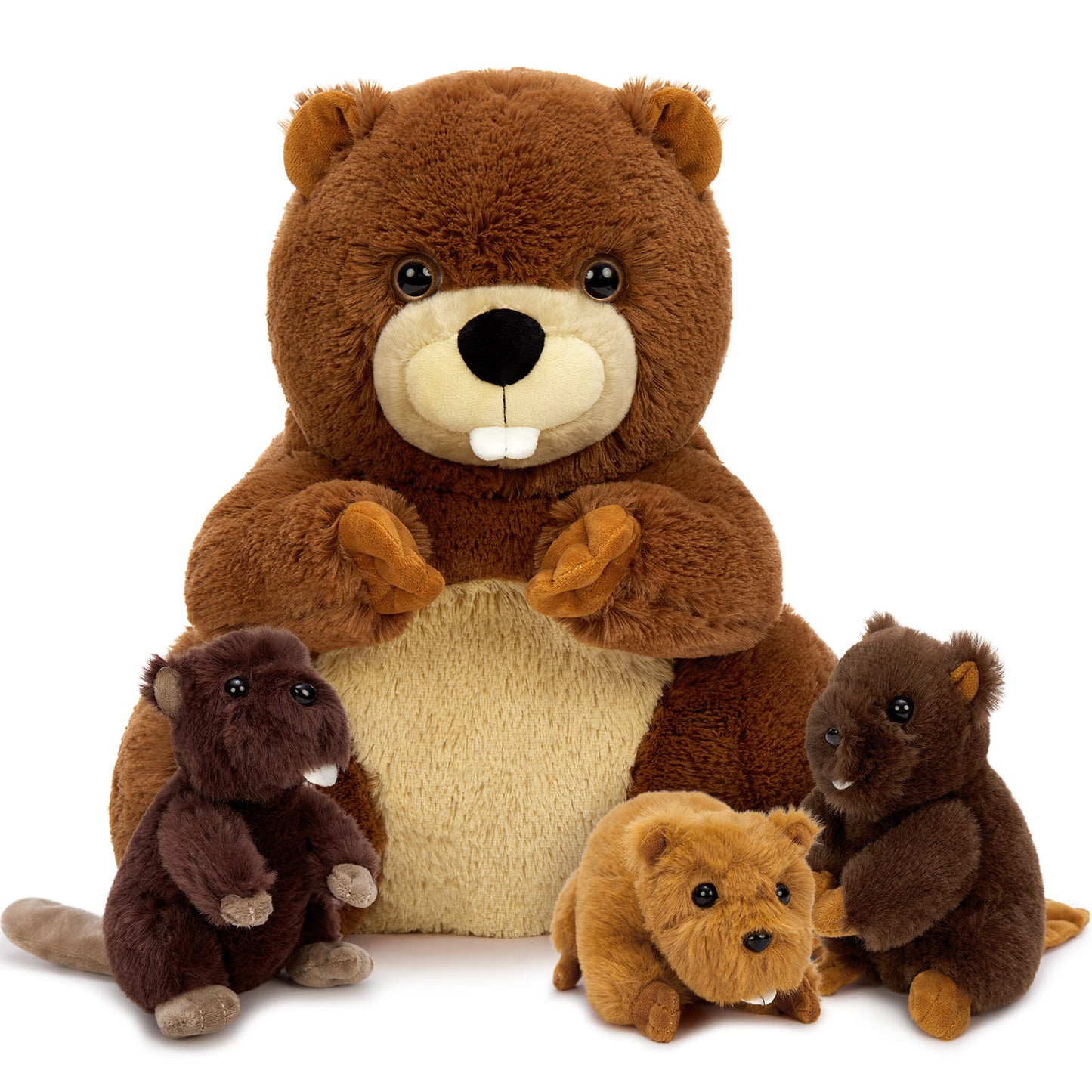 4 Pcs Beaver Stuffed Animals, Dark Brown, 14.96 Inches