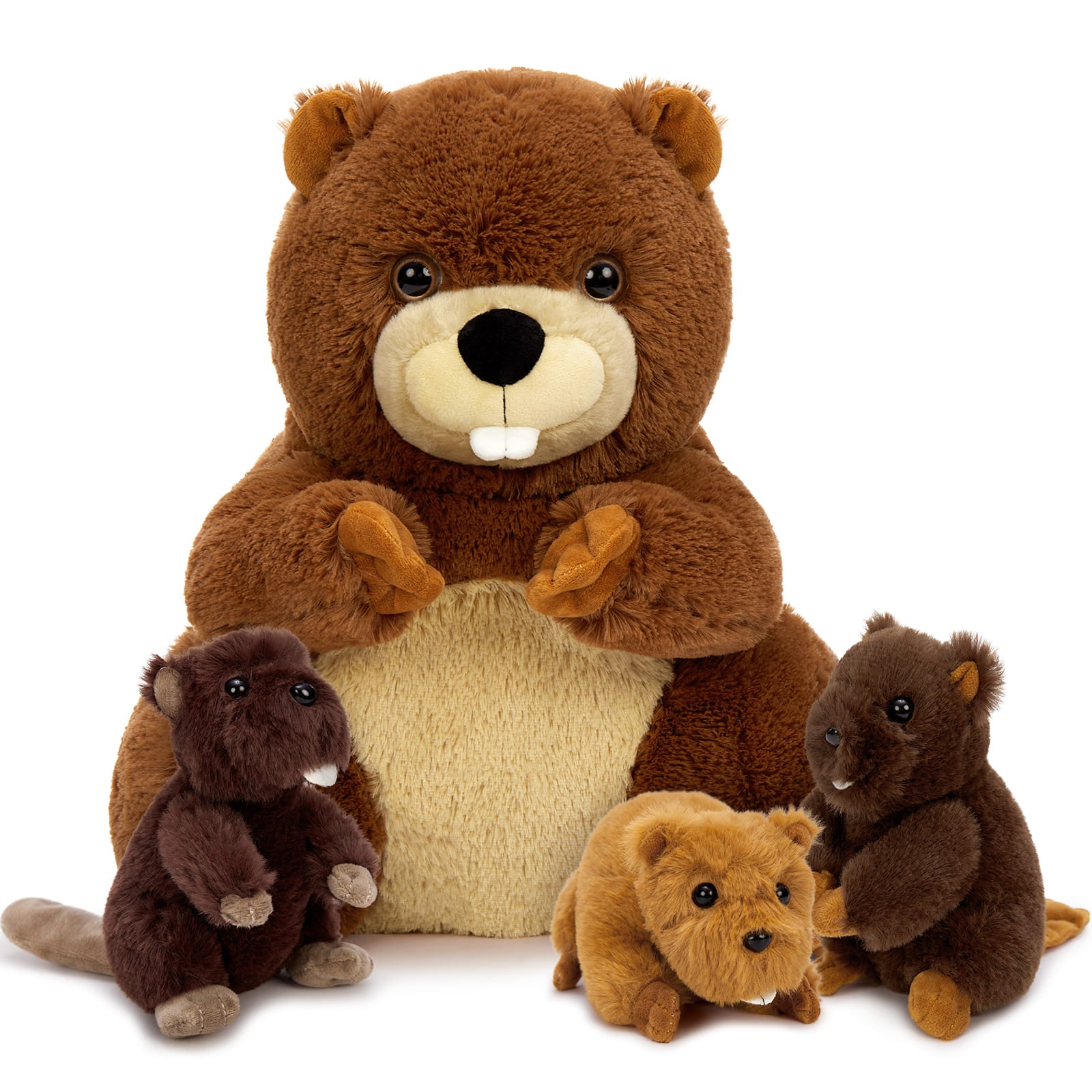 4 Pcs Beaver Stuffed Animals, Dark Brown, 14.96 Inches