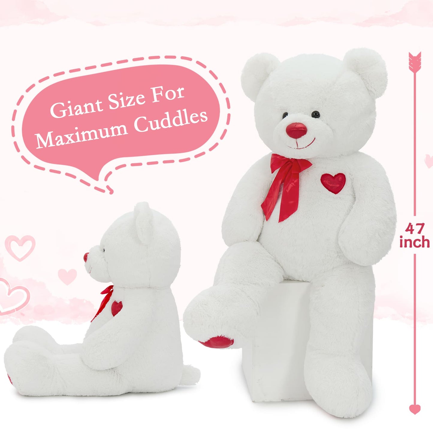 47 Inches plush teddy bear soft cuddle toy for kids and adults