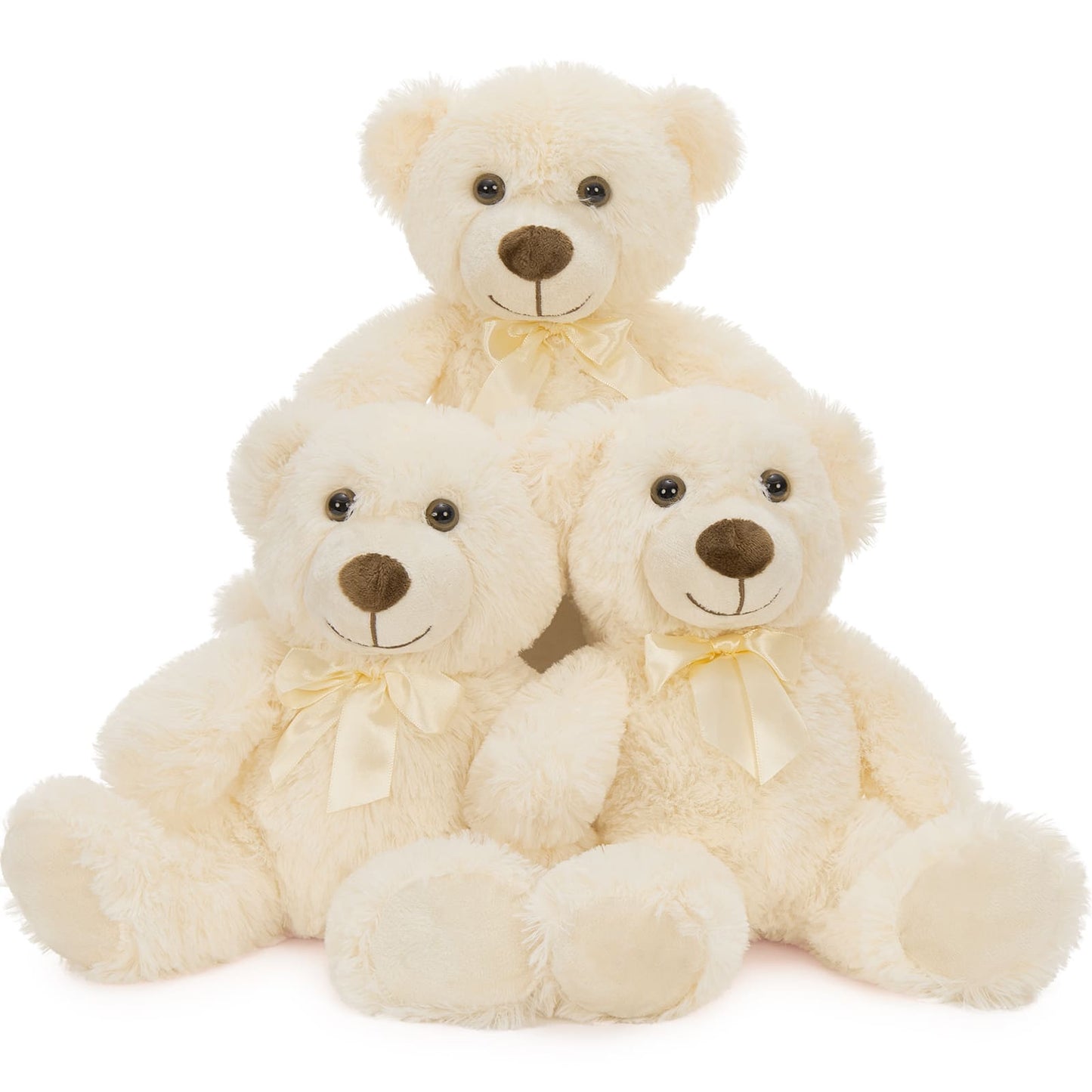 Peluches ours en peluche 3 pièces, beige, 13,8 pouces