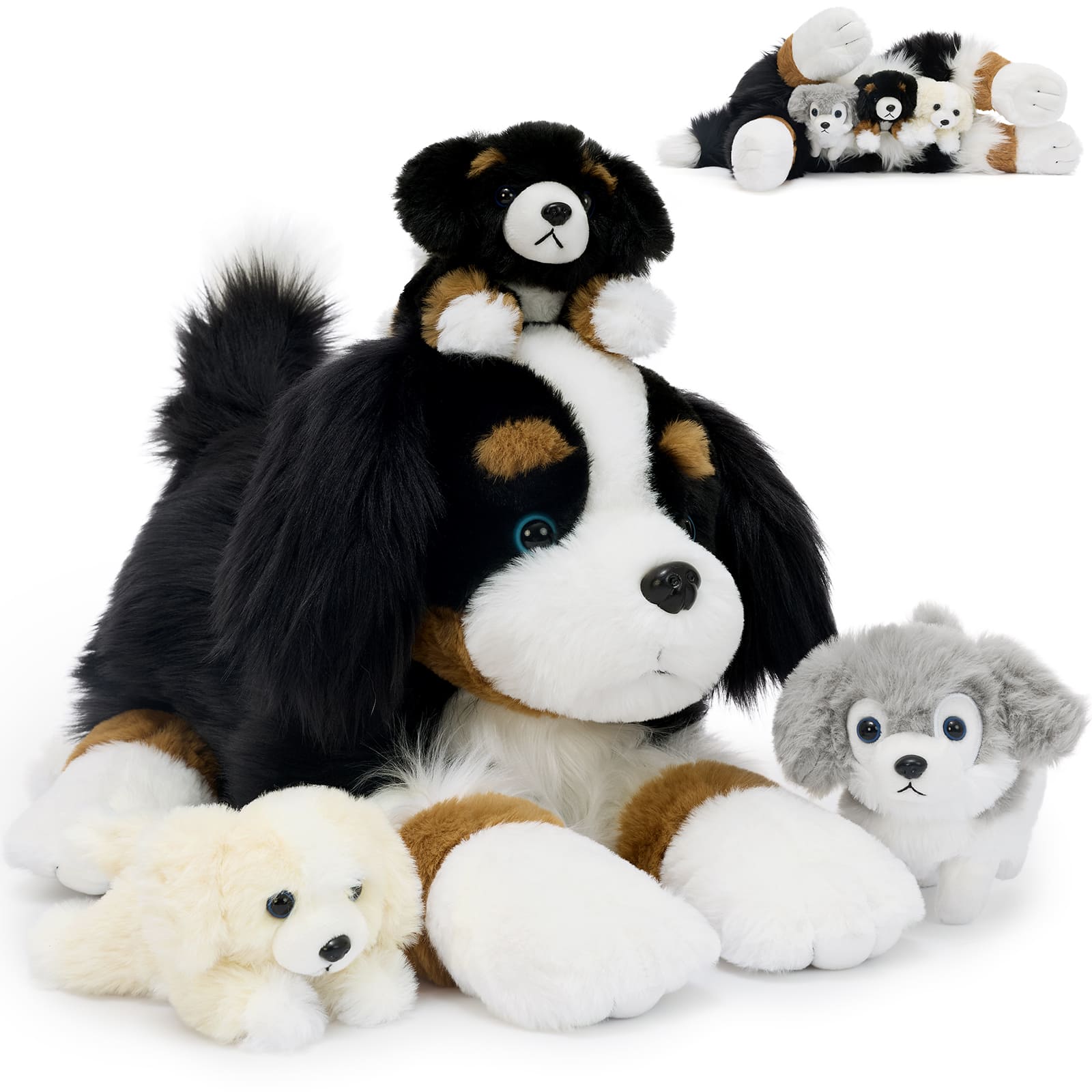 Bernese Mountain Dog Stuffed Animals with Puppies Inside, 26 Inches