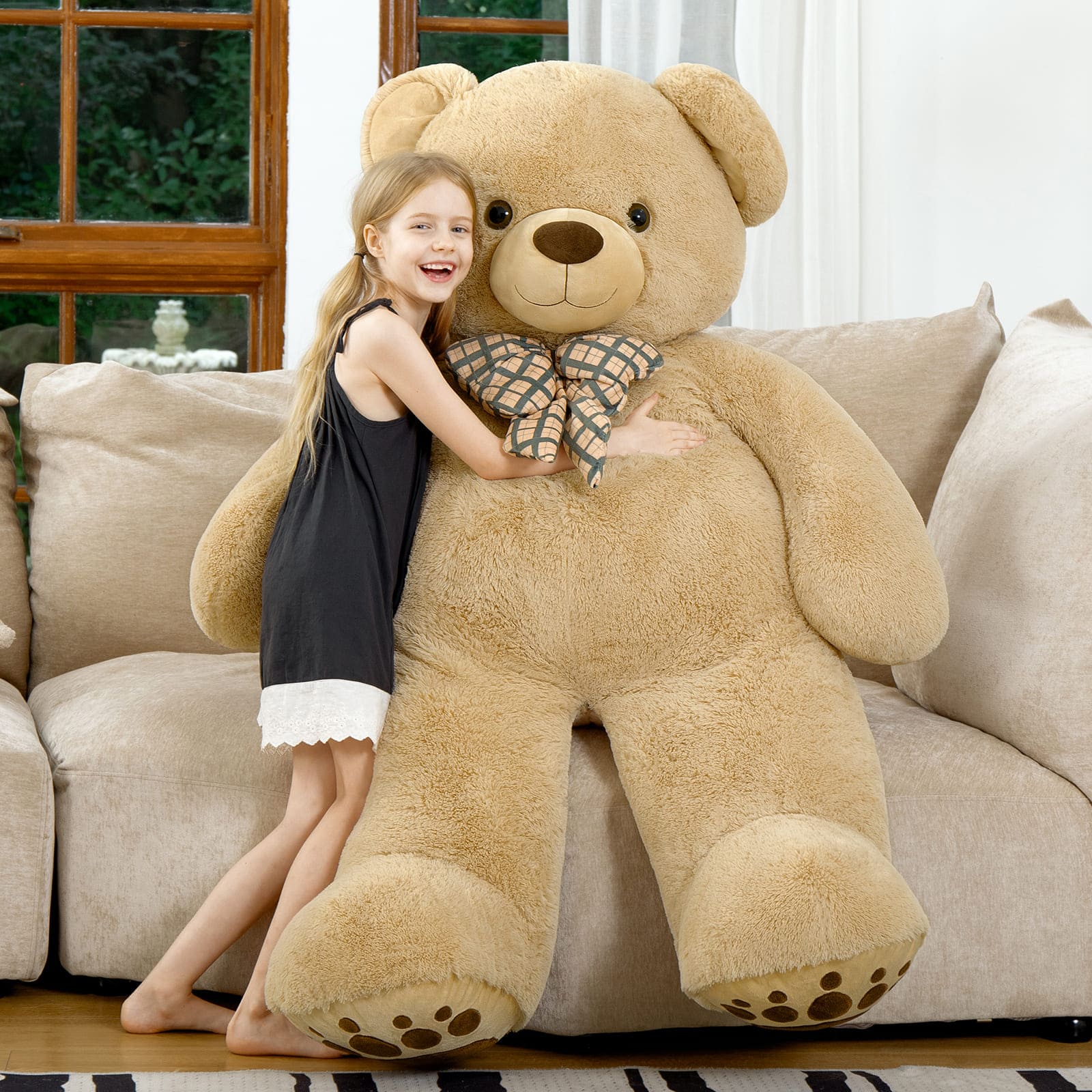 Giant Teddy Bear Stuffed Animals, Brown/Pink/Beige, 5 Feet