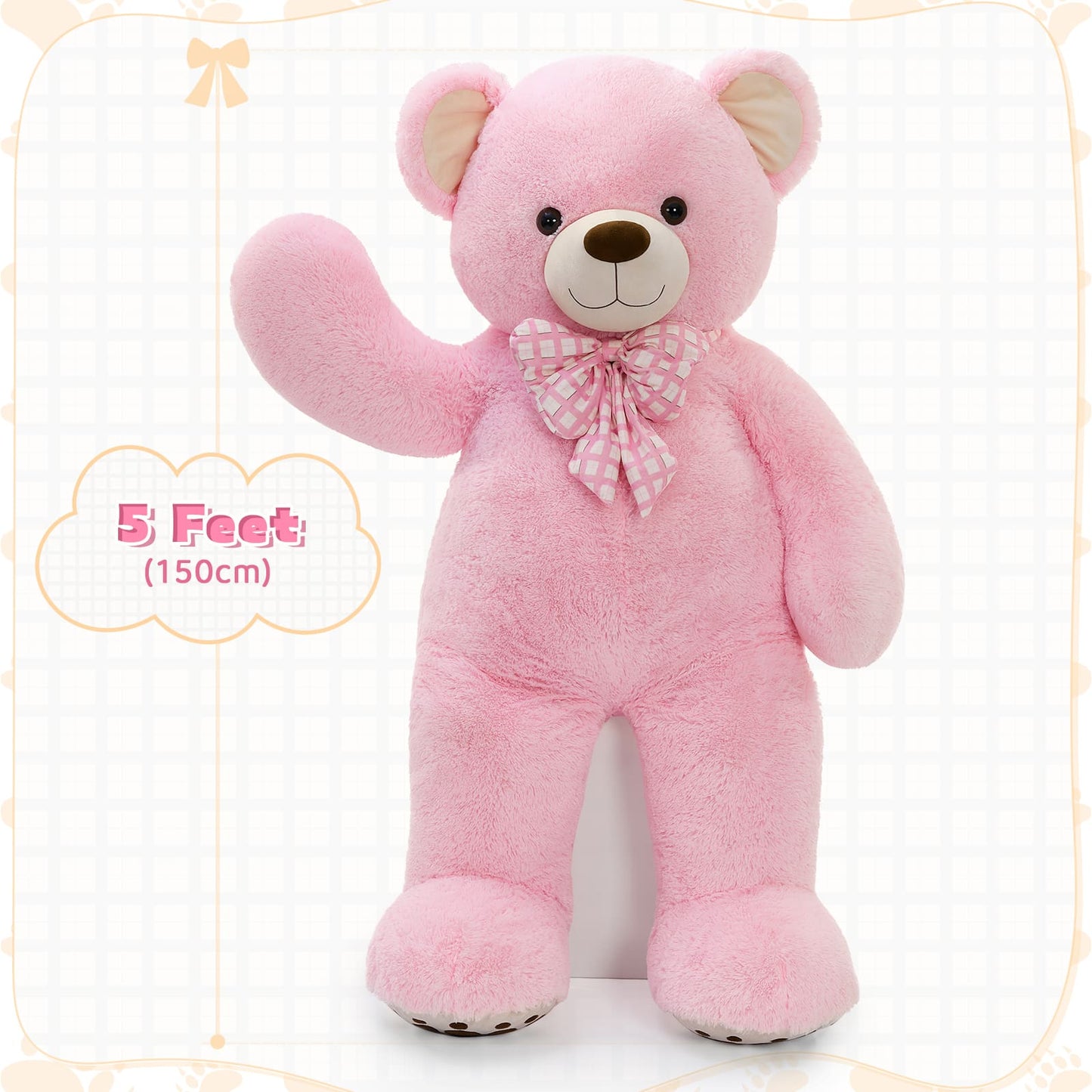 Giant 5 Feet Pink Teddy Bear Stuffed Animals - Premium Quality Teddy Bears - Soft Teddy Bear Gift for Baby Shower - Baby Shower Teddy Bear Favor Ideas