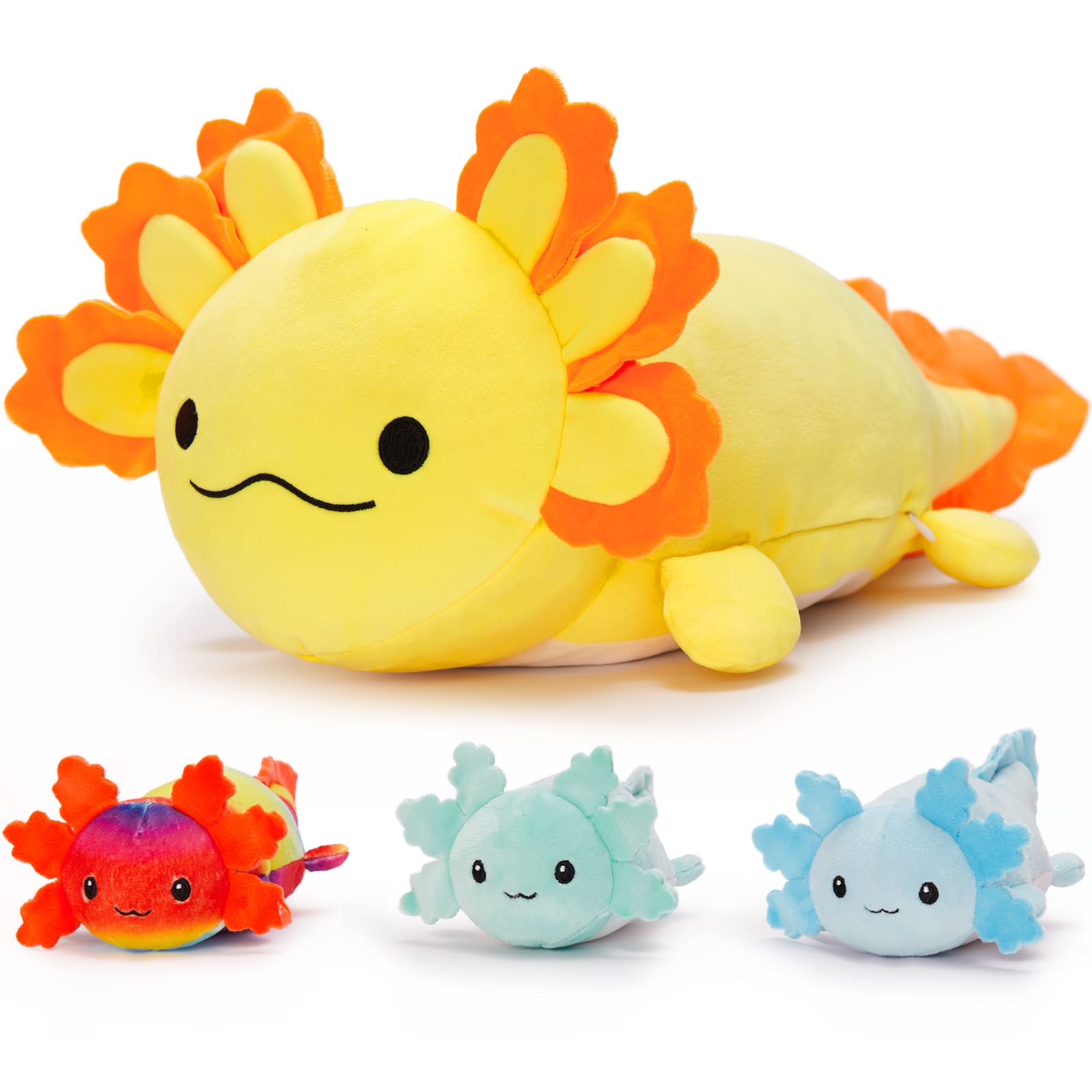 Peluche Axolotl avec 3 bébés, 23,5 pouces